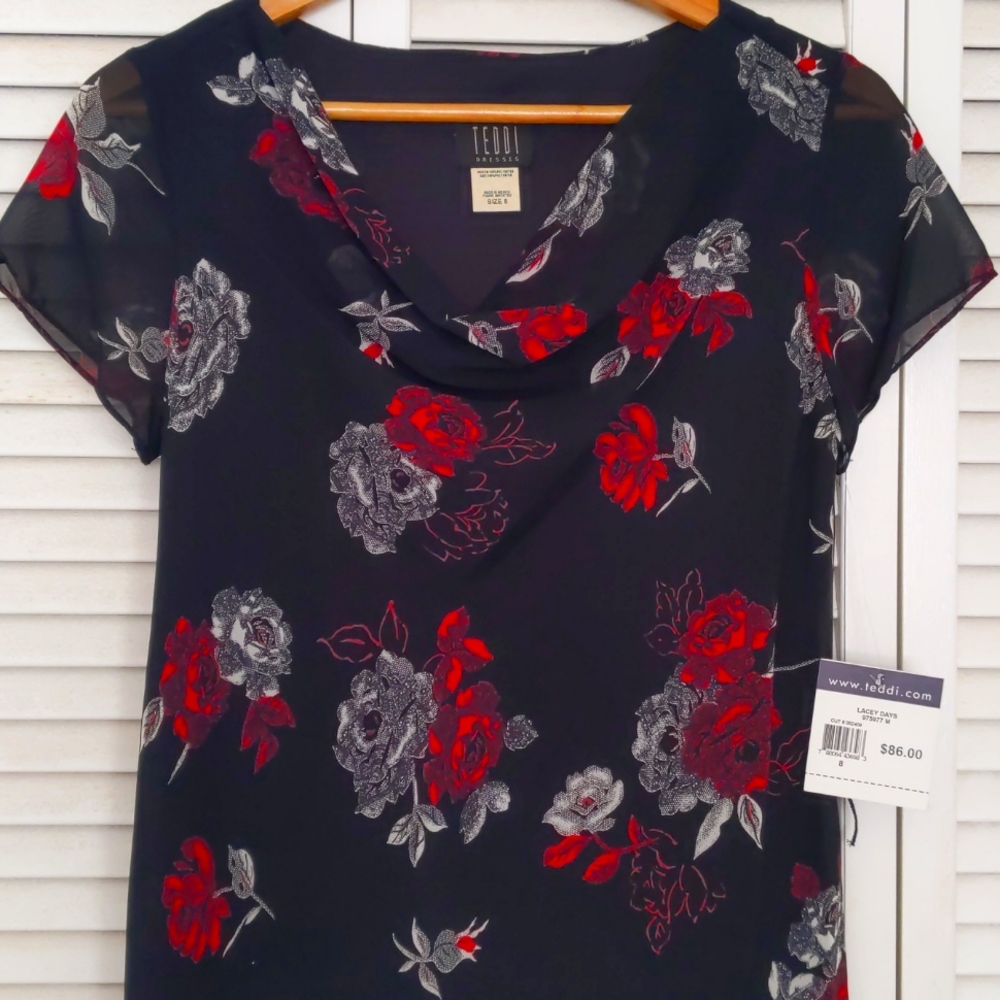 Black rose midi dress
